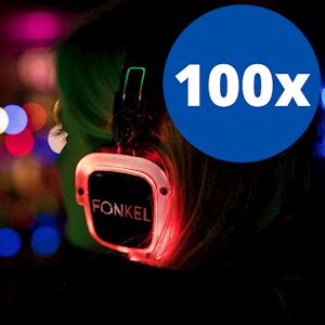 Silent Disco set: 100 koptelefoons + 3 zenders